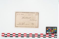 Etikett zu Eisenhiebmesser (NHMW-PRAE-001401)